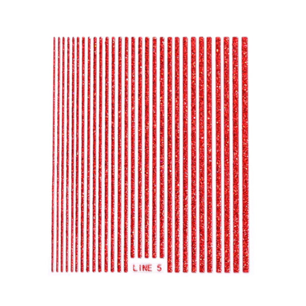 Glitter Stripes Stickers - Red